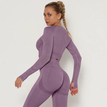 2 Pcs Sets Yoga Suit Tummy Control Sports Suits High Stretch Yoga Leggings Sets Fitness Sports Shirt Sets Training Sets Gym Wear