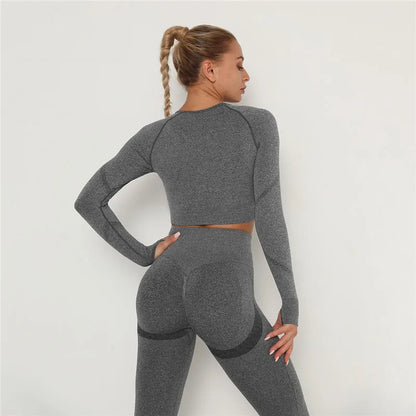 2 Pcs Sets Yoga Suit Tummy Control Sports Suits High Stretch Yoga Leggings Sets Fitness Sports Shirt Sets Training Sets Gym Wear