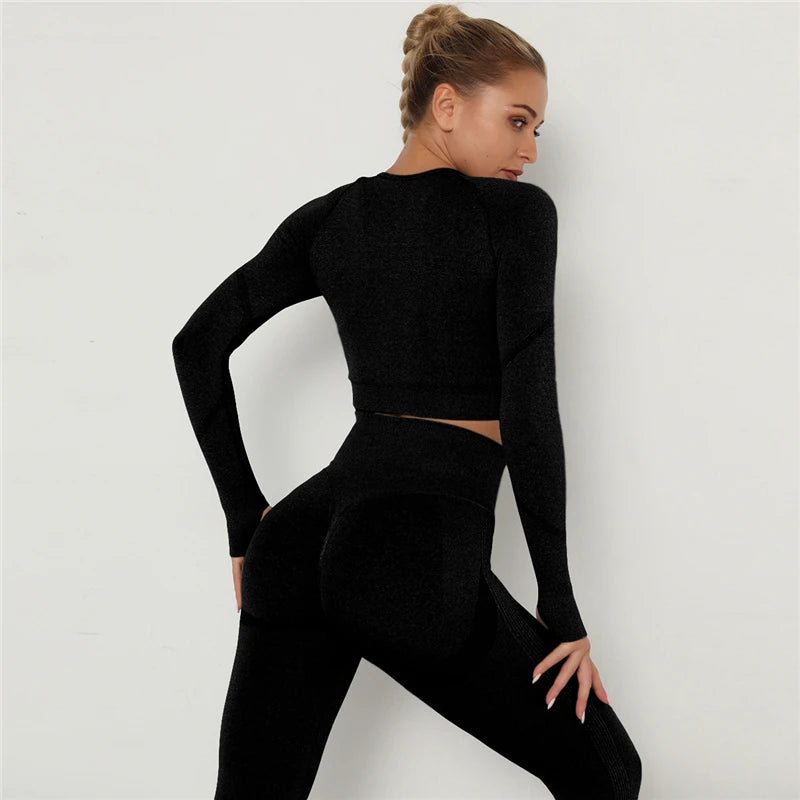 2 Pcs Sets Yoga Suit Tummy Control Sports Suits High Stretch Yoga Leggings Sets Fitness Sports Shirt Sets Training Sets Gym Wear