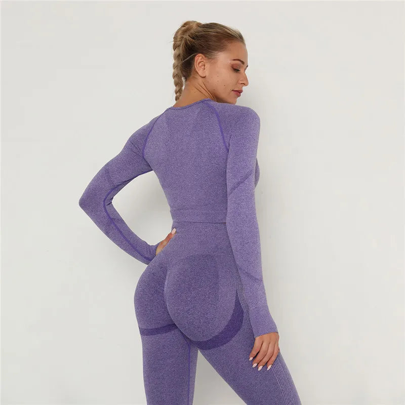 2 Pcs Sets Yoga Suit Tummy Control Sports Suits High Stretch Yoga Leggings Sets Fitness Sports Shirt Sets Training Sets Gym Wear