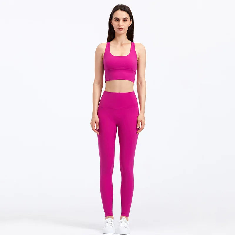 31Colors 2Piece Hi Cloud Sports Bras Gym Fitness Sets Women Naked Feel High Waist Leggings Sport Suits Workout Sets