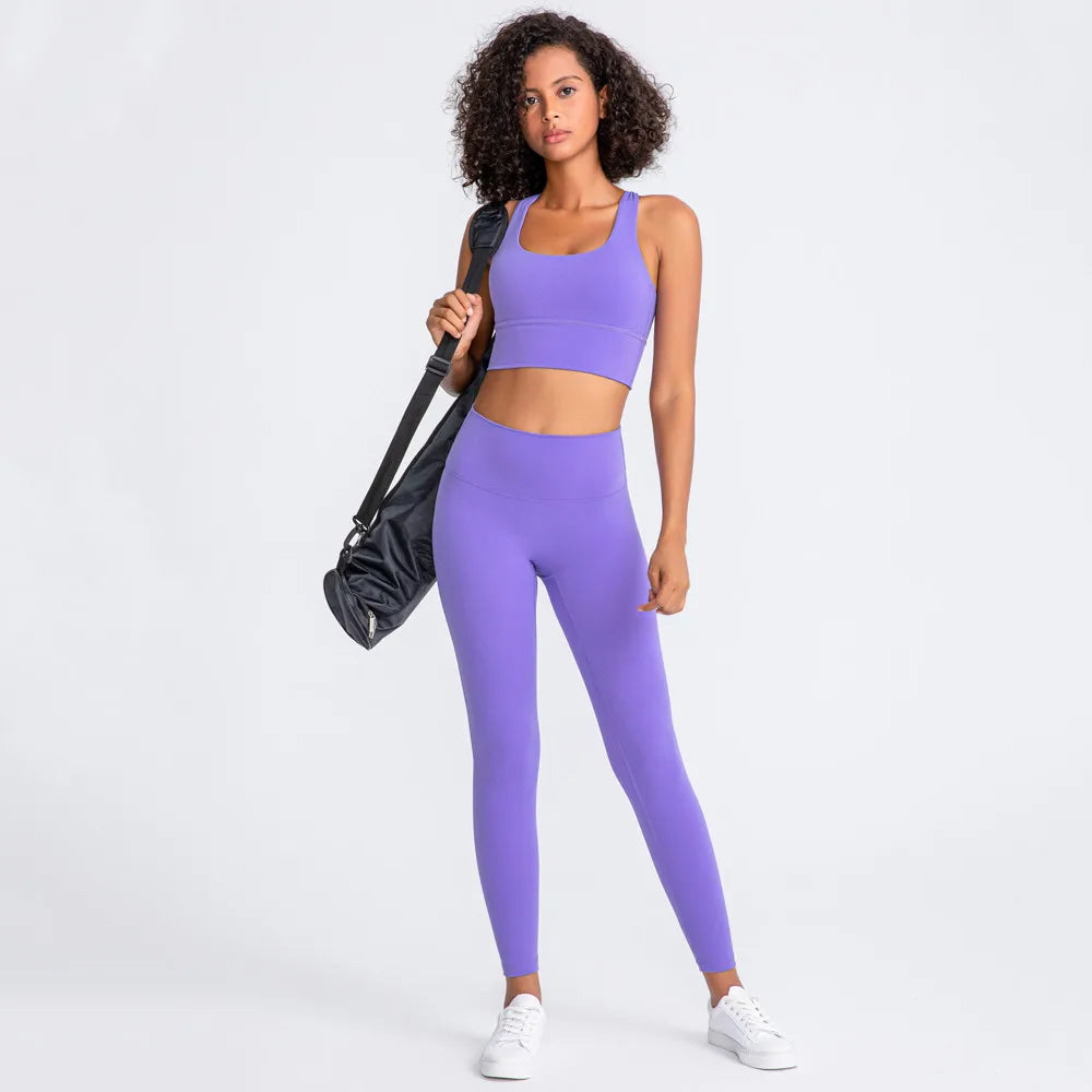 31Colors 2Piece Hi Cloud Sports Bras Gym Fitness Sets Women Naked Feel High Waist Leggings Sport Suits Workout Sets