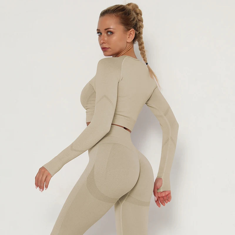 2 Pcs Sets Yoga Suit Tummy Control Sports Suits High Stretch Yoga Leggings Sets Fitness Sports Shirt Sets Training Sets Gym Wear