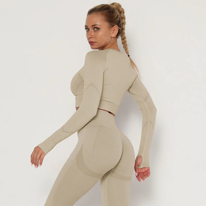 2 Pcs Sets Yoga Suit Tummy Control Sports Suits High Stretch Yoga Leggings Sets Fitness Sports Shirt Sets Training Sets Gym Wear