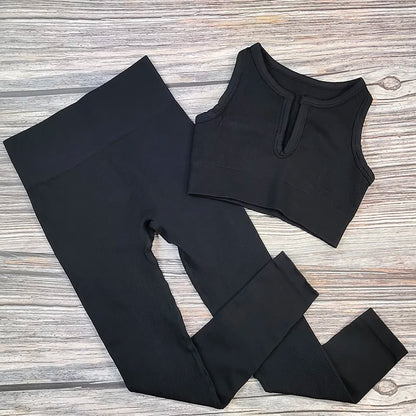 White Yoga Sets Seamless Women'S Gym Set 2/3/4 Pieces Yoga Suits Clothes Female Ribbed Activewear Fitness Athletic Wear Femme