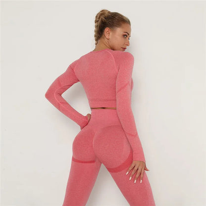 2 Pcs Sets Yoga Suit Tummy Control Sports Suits High Stretch Yoga Leggings Sets Fitness Sports Shirt Sets Training Sets Gym Wear
