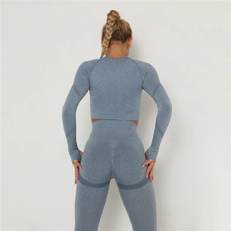 2 Pcs Sets Yoga Suit Tummy Control Sports Suits High Stretch Yoga Leggings Sets Fitness Sports Shirt Sets Training Sets Gym Wear