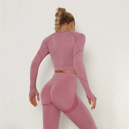 2 Pcs Sets Yoga Suit Tummy Control Sports Suits High Stretch Yoga Leggings Sets Fitness Sports Shirt Sets Training Sets Gym Wear