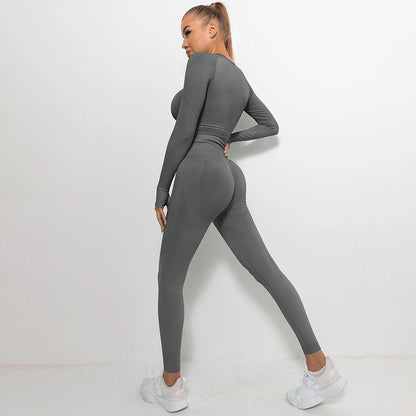 2 Pcs Sets Yoga Suit Tummy Control Sports Suits High Stretch Yoga Leggings Sets Fitness Sports Shirt Sets Training Sets Gym Wear