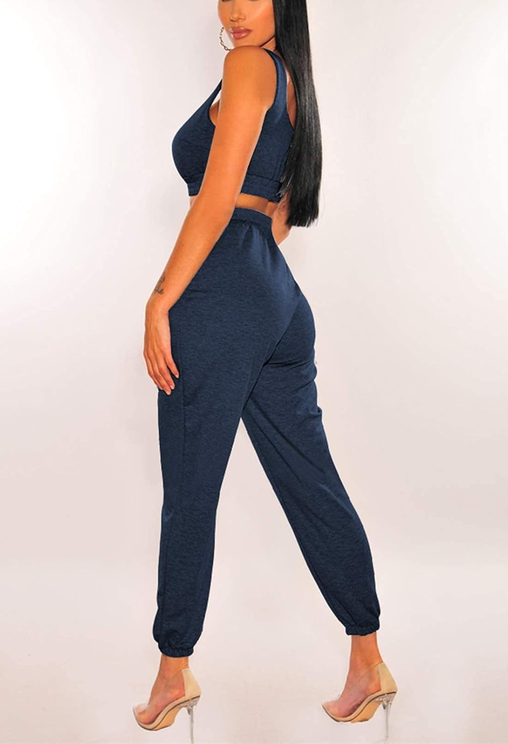 Women Sweatsuits Bra and Sweatpants Set 2 Pieces Jogger Tracksuit
