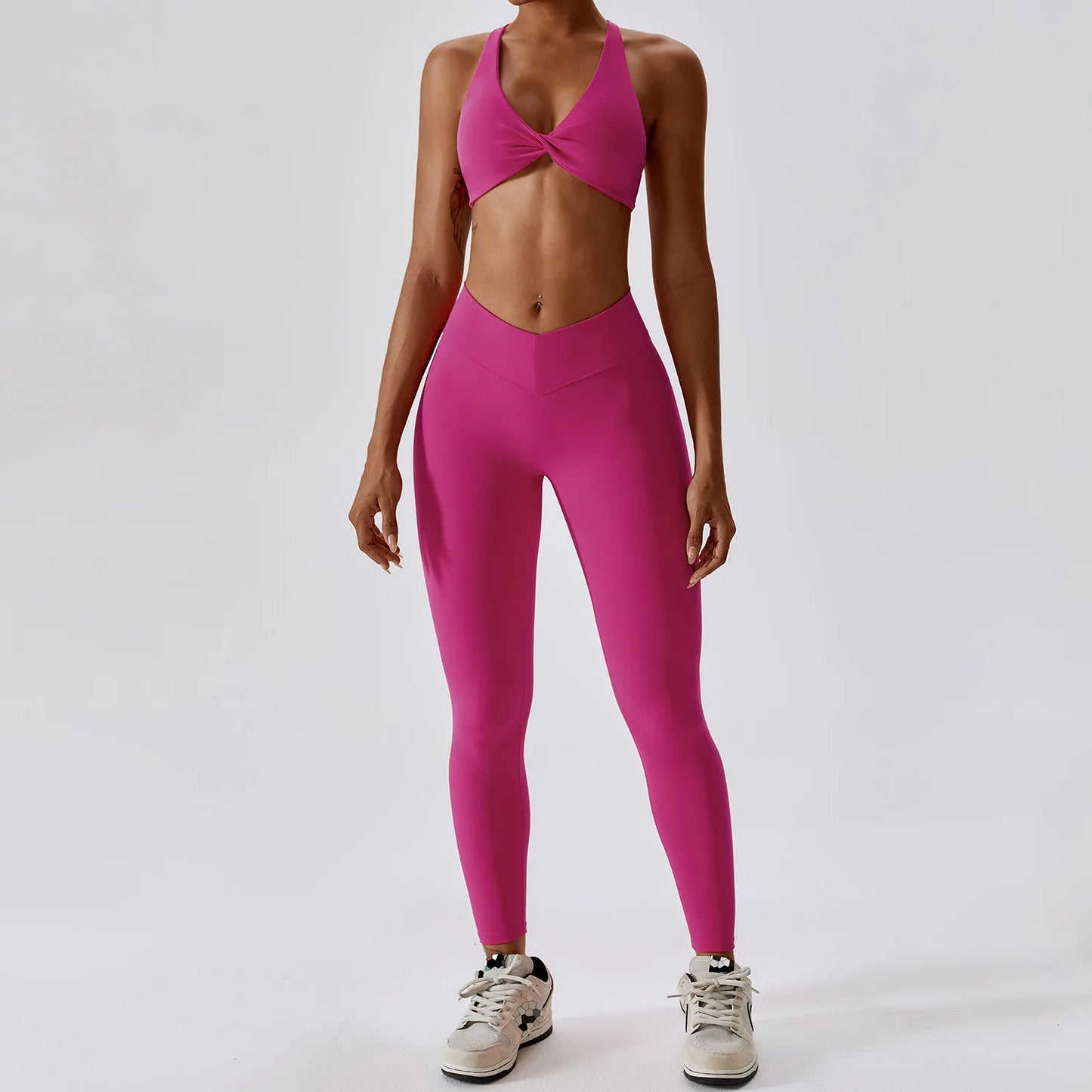 White Yoga Sets Women Sexy Beauty Back Bra High Waist Leggings Suit Comfort Soild Fitness Running Sport Sets Breathabe Sportwear