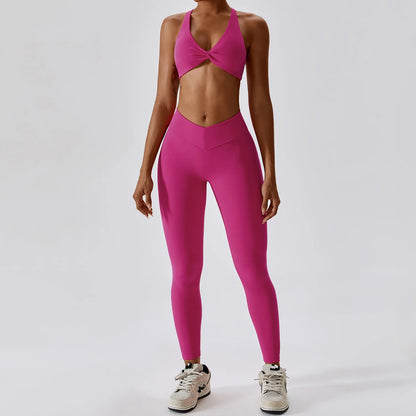 White Yoga Sets Women Sexy Beauty Back Bra High Waist Leggings Suit Comfort Soild Fitness Running Sport Sets Breathabe Sportwear