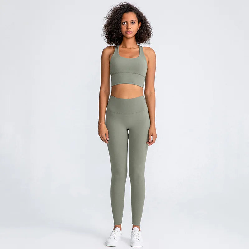 31Colors 2Piece Hi Cloud Sports Bras Gym Fitness Sets Women Naked Feel High Waist Leggings Sport Suits Workout Sets