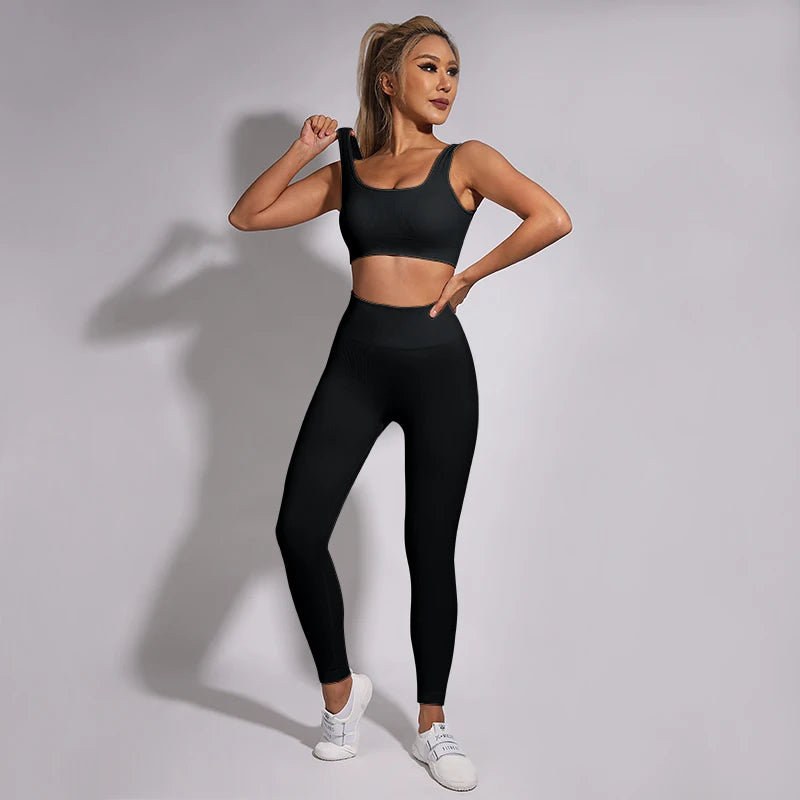 White Yoga Sets Seamless Women'S Gym Set 2/3/4 Pieces Yoga Suits Clothes Female Ribbed Activewear Fitness Athletic Wear Femme