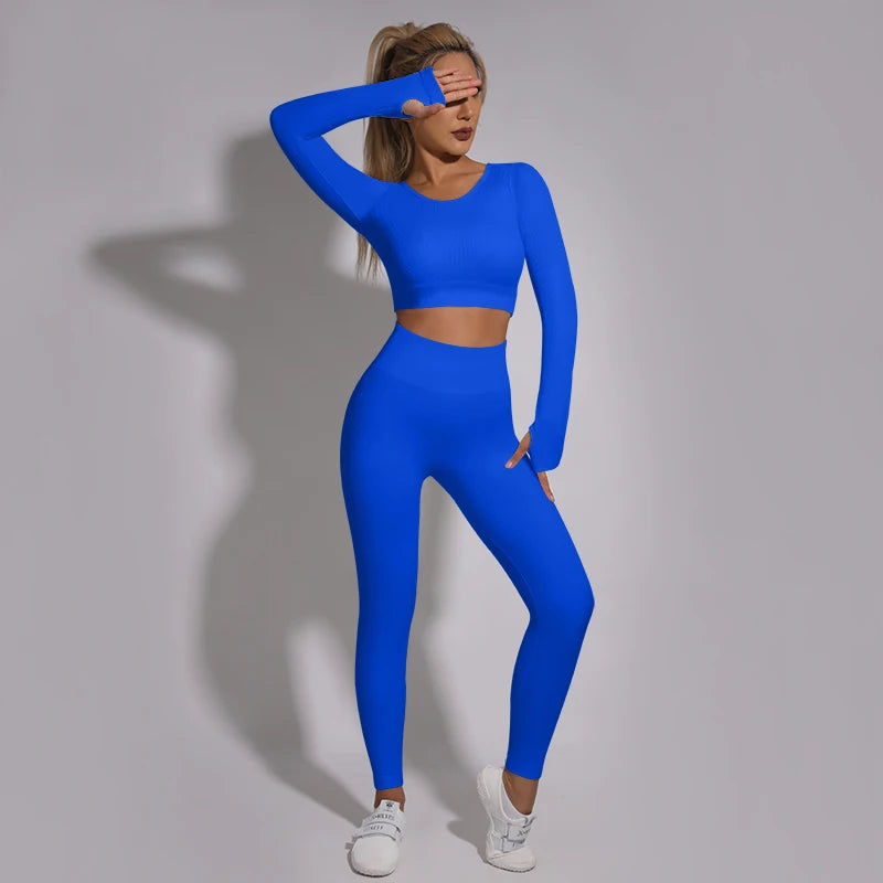 White Yoga Sets Seamless Women'S Gym Set 2/3/4 Pieces Yoga Suits Clothes Female Ribbed Activewear Fitness Athletic Wear Femme