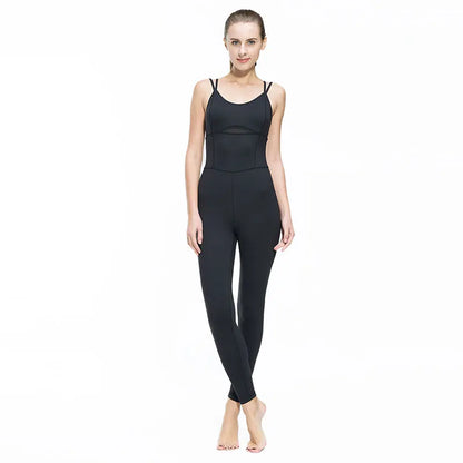 Fitness Women Aerial Yoga Jumpsuit Gym Running Sports Suit Clothing Nylon Black Stretch Sportswear Sets Patchwork Tracksuit