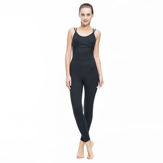 Fitness Women Aerial Yoga Jumpsuit Gym Running Sports Suit Clothing Nylon Black Stretch Sportswear Sets Patchwork Tracksuit