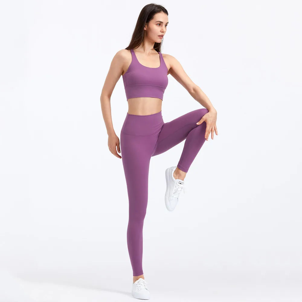 31Colors 2Piece Hi Cloud Sports Bras Gym Fitness Sets Women Naked Feel High Waist Leggings Sport Suits Workout Sets